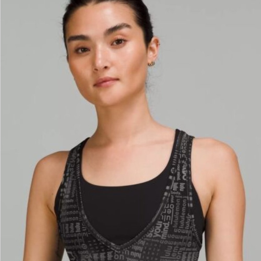 🆕 NWT Lululemon Power Pivot Everlux Tank Top *Motif Black & Grey - Size 4